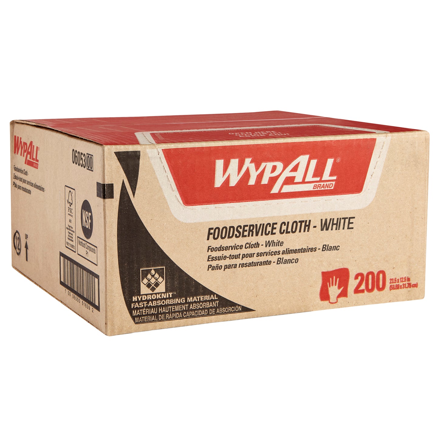 WypAll X50 Foodservice Towels White - 12.5" x 23.5 1/4 Fold - 200/Case