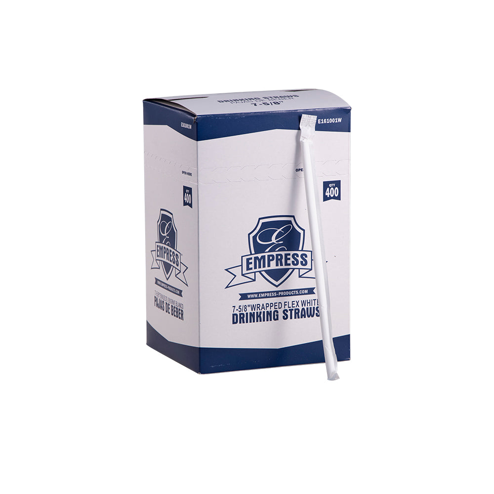 Flex Straw Paper Wrapped 7.625" White