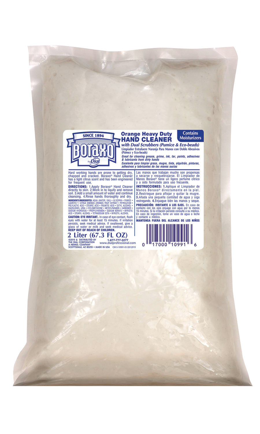 Boraxo HD Hand Cleaner w/ Scrubbers 2 Liter Refill Orange 4 / cs