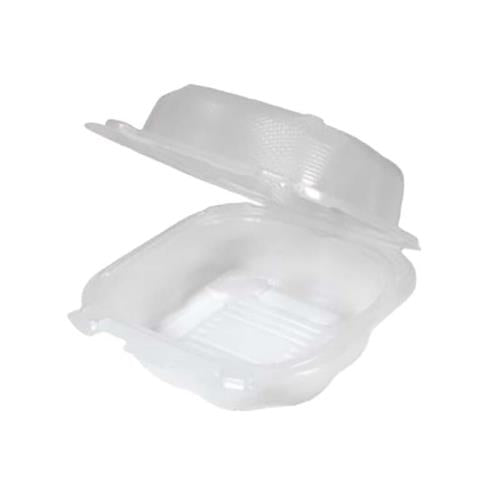 6" x 6" x 3" Hinged Container, Clear