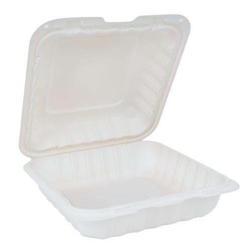 9x9 1-Compartment White Hinged Container