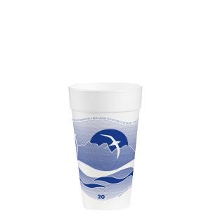 Dart Horizon Foam Cup 20oz White w/ Blueberry Print 20 / 25 cs