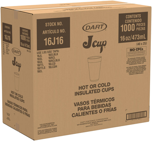 Dart Foam Cup 16 oz 40 / 25 cs