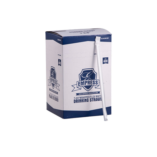 Flex Straw Paper Wrapped 7.625" White