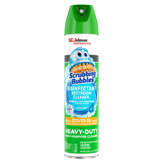 Scrubbing Bubbles Disinfectant Restroom Cleaner II, Clean Fresh Scent, 25 oz Aerosol Can, 12/Carton