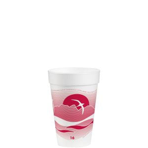Dart Horizon Foam Cup 24 oz White w/ Mauve Print 25 / 20 cs